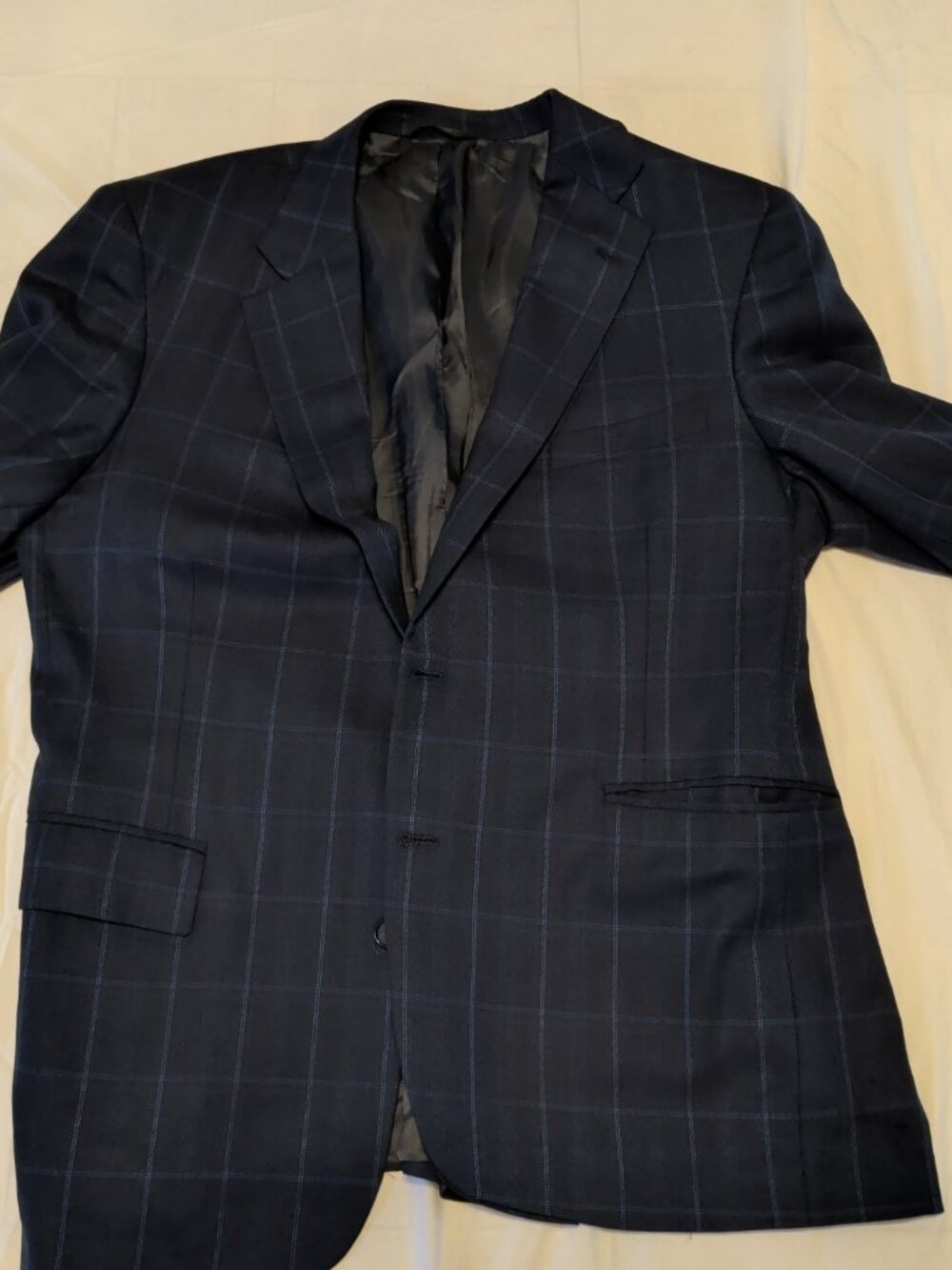 Mr Ned Custom Tailoring Blazer Navy Windowpane Sport Coat Fifth Ave NY